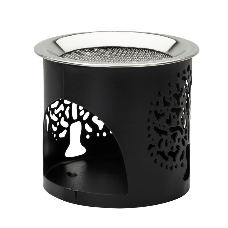 MaMeMi Handmade Black Iron Incense Burner/Incense Censer with Stainless Steel Sieve â€“ 2.36-Inch Height Featuring Tree of Life Motif â€“ Ideal for Aromatherapy and Tea Light Burning. Tealight Included - Image 3